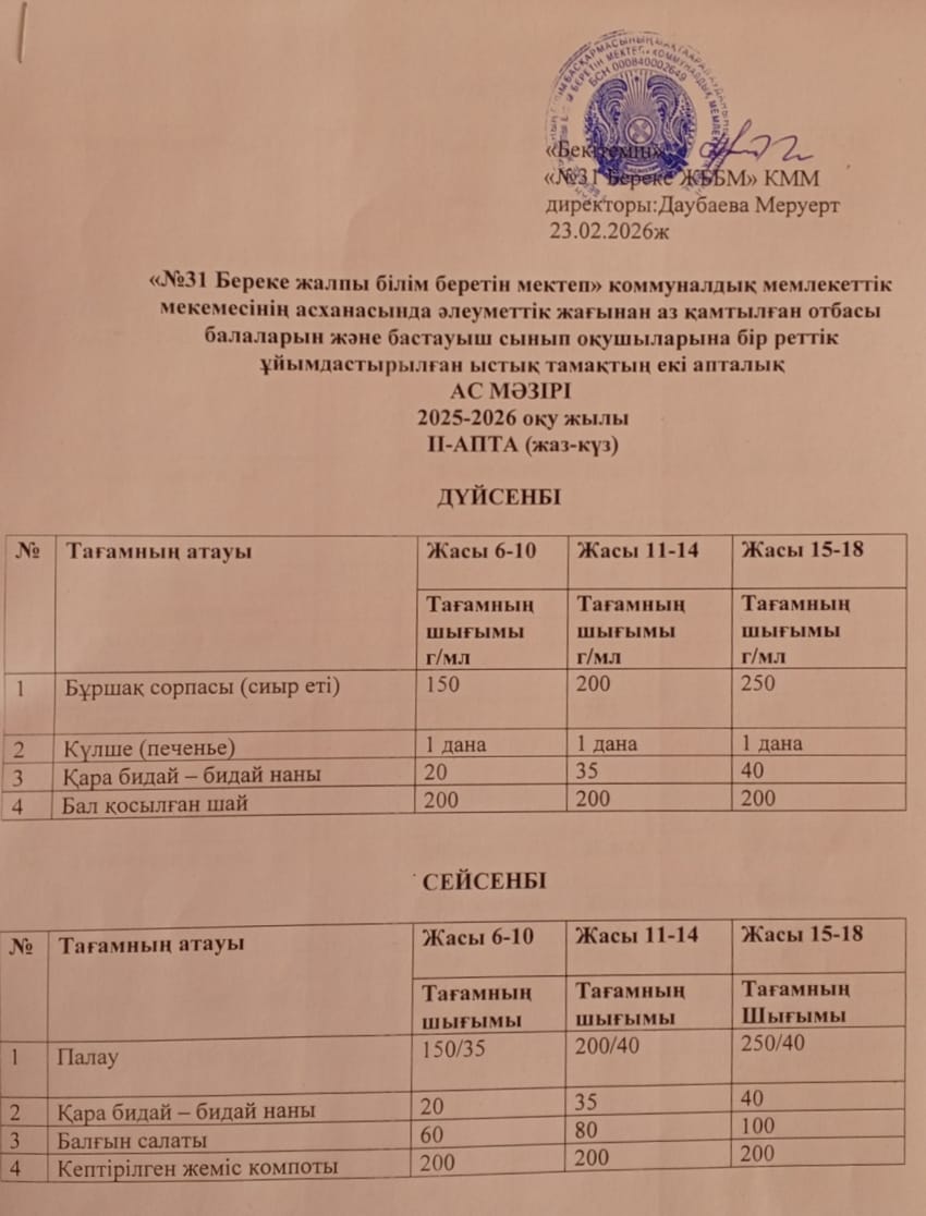 Ас мәзірі