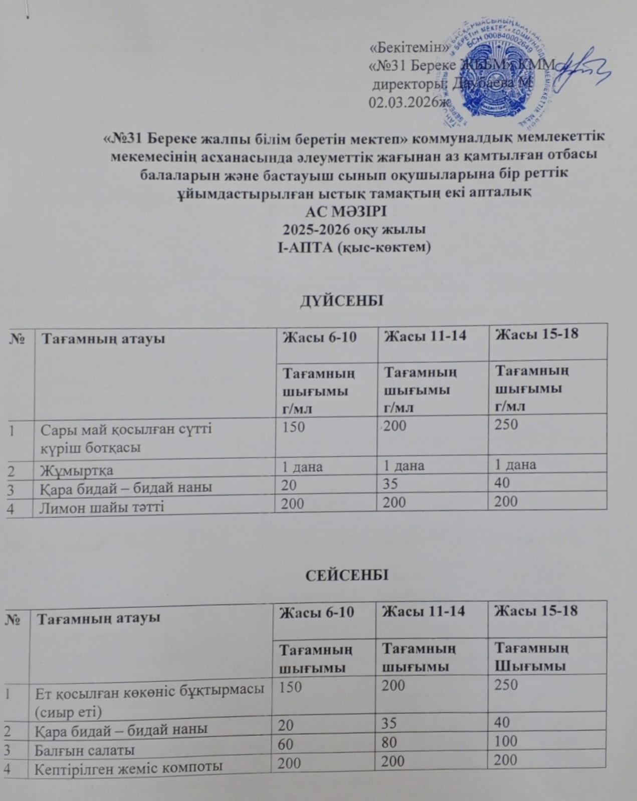 Ас мәзірі
